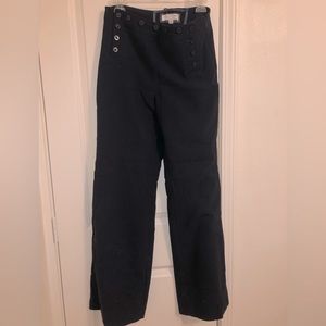 Navy trousers / flare leg / high rise